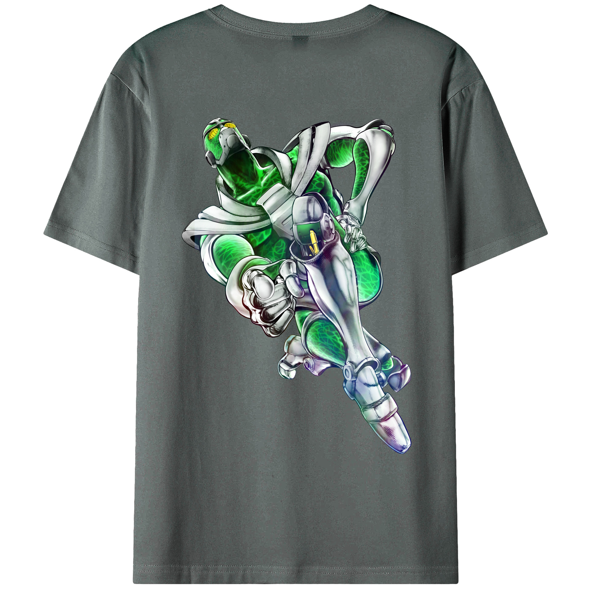 （画像用） ジョジョの奇妙な冒険 花京院 典明（かきょういん のりあき） JoJo's Bizarre Adventure Kakyoin Noriaki 綿100％ メンズ半袖Tシャツ（バックプリント） 通気性